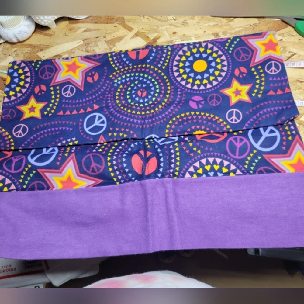 Homemade Standard Size Pillowcase Purple Stars Flannel‎